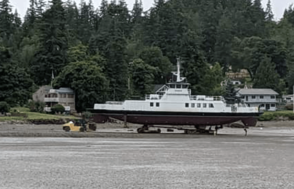 MV Guemes at Nichols Bros for engine replacement